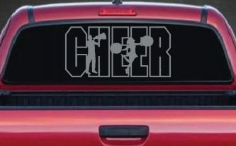 Cheer Cheerleader Car or Truck Window Decal Sticker (Telegrey)