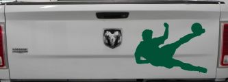 Soccer Player Sports Car or Truck Window Decal Sticker (Dark Green)