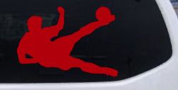 Soccer Player Sports Car or Truck Window Decal Sticker (Red)