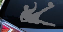 Soccer Player Decal for Car Truck Windows Vinyl Sticker (Silver)