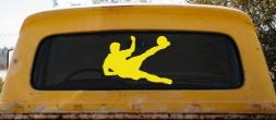 Soccer Player Sports Car or Truck Window Decal Sticker (Yellow)