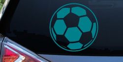 Soccer Ball Sports Car or Truck Window Decal Sticker (Turquoise Blue)