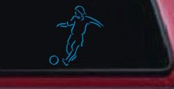 Tribal Soccer Player Decal for Car Truck Window Vinyl Sticker (Blue)