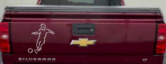 Tribal Soccer Player Sports Car or Truck Window Decal Sticker (White)