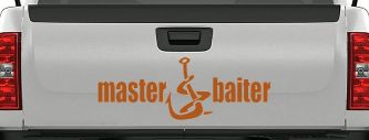 Master Baiter Funny Fishing Hook and Worm Car or Truck Window Decal Sticker (Nut Brown)