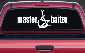 Master Baiter Funny Fishing Hook and Worm Car or Truck Window Decal Sticker