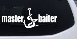 Master Baiter Funny Fishing Hook and Worm Car or Truck Window Decal Sticker