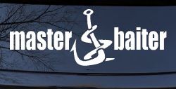 Master Baiter Funny Fishing Hook and Worm Car or Truck Window Decal Sticker