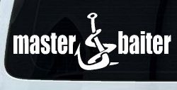Master Baiter Funny Fishing Hook and Worm Car or Truck Window Decal Sticker