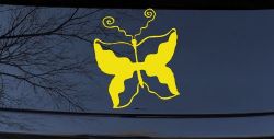Tribal Butterfly Butterflies Car or Truck Window Decal Sticker (Yellow)
