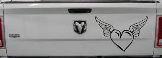 Heart With Wings Love Car or Truck Window Decal Sticker (Black)