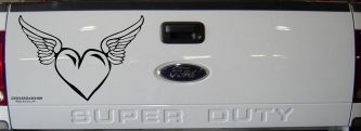Heart With Wings Love Car or Truck Window Decal Sticker (Black)