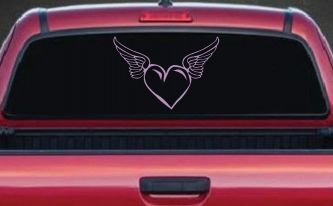 Heart With Wings Love Car or Truck Window Decal Sticker (Lilac)