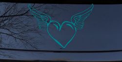 Heart With Wings Love Car or Truck Window Decal Sticker (Turquoise Blue)