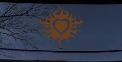 Tribal Flaming Heart Car or Truck Window Decal Sticker (Copper)