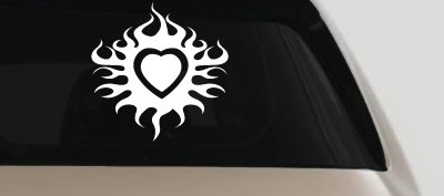 Tribal Flaming Heart Decal for Cars Trucks Vinyl Window Sticker Art