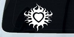 Tribal Flaming Heart Car or Truck Window Decal Sticker