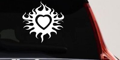 Tribal Flaming Heart Decal for Cars Trucks Vinyl Window Sticker Art