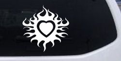 Tribal Flaming Heart Car or Truck Window Decal Sticker