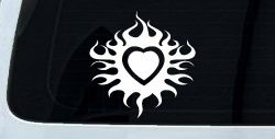 Tribal Flaming Heart Car or Truck Window Decal Sticker