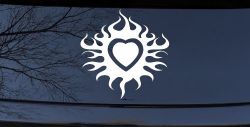 Tribal Flaming Heart Car or Truck Window Decal Sticker
