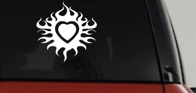 Tribal Flaming Heart Decal for Cars Trucks Vinyl Window Sticker Art