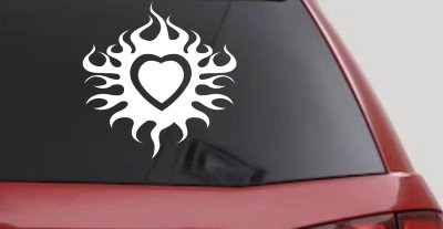 Tribal Flaming Heart Decal for Cars Trucks Vinyl Window Sticker Art