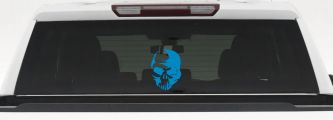 Tribal Skull Car or Truck Window Decal Sticker (Blue)