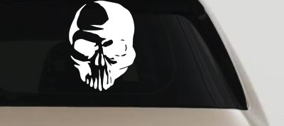 Tribal Skull Decal Sticker for Car Truck Window Vinyl Art (White)