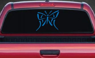 Tribal Butterfly Butterflies Car or Truck Window Decal Sticker (Sky Blue)