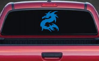 Tribal Dragon Car or Truck Window Decal Sticker (Sky Blue)