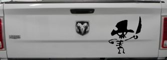 Pirate Skeleton with Sword Skulls Car or Truck Window Decal Sticker (Black)