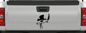 Pirate Skeleton with Sword Skulls Car or Truck Window Decal Sticker (Black)