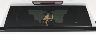 Pirate Skeleton with Sword Skulls Car or Truck Window Decal Sticker (Light Brown)