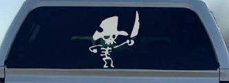 Pirate Skeleton with Sword Skulls Car or Truck Window Decal Sticker (Light Gray)