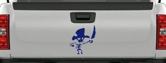 Pirate Skeleton with Sword Skulls Car or Truck Window Decal Sticker (Navy)