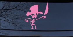 Pirate Skeleton with Sword Skulls Car or Truck Window Decal Sticker (Pink)