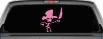 Pirate Skeleton with Sword Skulls Car or Truck Window Decal Sticker (Pink)