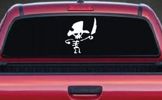 Pirate Skeleton with Sword Skulls Car or Truck Window Decal Sticker