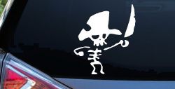 Pirate Skeleton with Sword Skulls Car or Truck Window Decal Sticker
