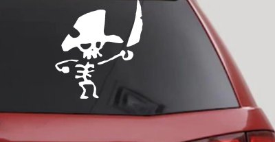 Cute Pirate Skeleton Sword Skulls Car Truck Window Decal Sticker Vinyl Graphic