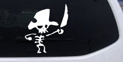 Pirate Skeleton with Sword Skulls Car or Truck Window Decal Sticker