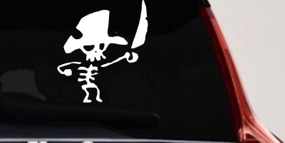 Cute Pirate Skeleton Sword Skulls Car Truck Window Decal Sticker Vinyl Graphic