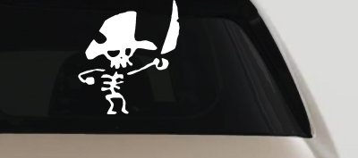 Cute Pirate Skeleton Sword Skulls Car Truck Window Decal Sticker Vinyl Graphic