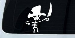 Pirate Skeleton with Sword Skulls Car or Truck Window Decal Sticker