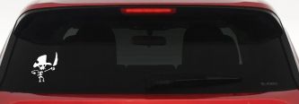 Pirate Skeleton with Sword Skulls Car or Truck Window Decal Sticker (White)