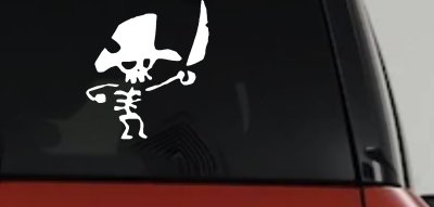 Cute Pirate Skeleton Sword Skulls Car Truck Window Decal Sticker Vinyl Graphic