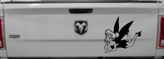 Tinkerbell Tinker Bell Laying Fairy Tale Cartoons Car or Truck Window Decal Sticker (Black)