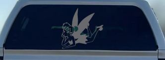 Tinkerbell Tinker Bell Laying Fairy Tale Cartoons Car or Truck Window Decal Sticker (Silver)