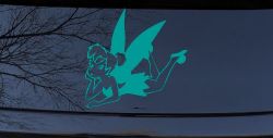 Tinkerbell Tinker Bell Laying Fairy Tale Cartoons Car or Truck Window Decal Sticker (Turquoise)